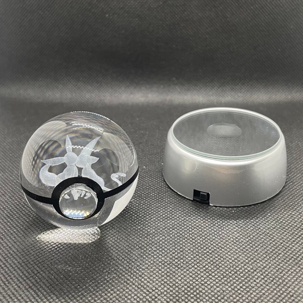 Umbreon & Espeon ~ Pokemon 3D Crystal Pokeball w/ Color Changing LED Light Base